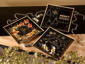 Assiette de Noël en verre or noir en gros