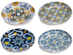 grossiste assiettes géométriques en majolique