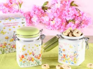 barattolo chiusura ermetica design fiori ingrosso
