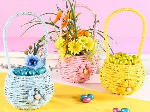 wholesale woven basket colored flowers