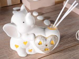 gros désodorisant coeur d'éléphant en porcelaine