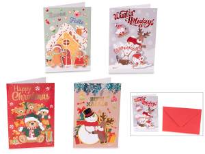 Grossista biglietto auguri Natale busta colorata