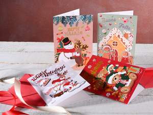 Grossista biglietto auguri Natale busta colorata