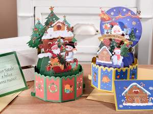 ingrosso biglietto natale 3d popup busta