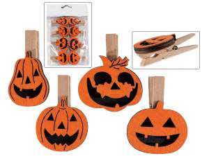 Ingrosso mollette legno zucca Halloween