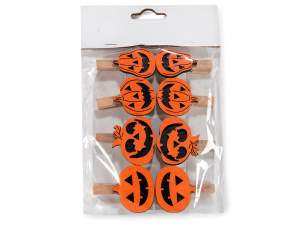 Ingrosso mollette legno zucca Halloween