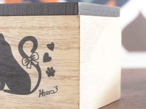 Grossiste de boîtes à thé en bois décor chat