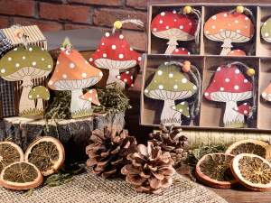 Décorations en bois en gros avec des champignons d