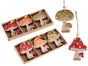 Décorations en bois en gros avec des champignons