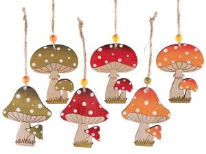 Décorations en bois en gros avec des champignons