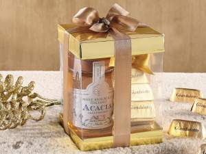 grossiste boîtes cadeaux en pvc avec nœud doré