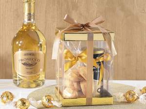 coffret cadeau transparent doré en gros
