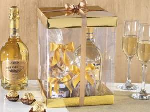 Coffret cadeau doré en PVC en gros