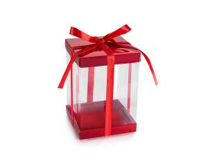grossiste de boîtes cadeaux en PVC rouge avec nœud