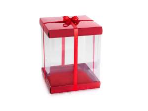 Coffret cadeau en PVC avec nœud rouge en gros