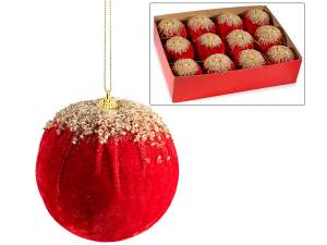 Bolas navideñas de terciopelo con purpurina