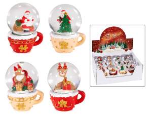 Bola de nieve con personaje navideño y base de resina