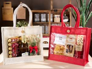 Bolsas de yute ventana para regalo al por mayor