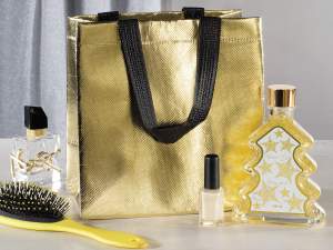 Bolsa metálica dorada al por mayor para Navidad.