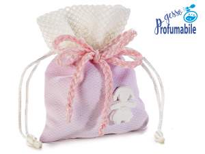 Bolsa de algodón con tiza para niña y cinta tejida