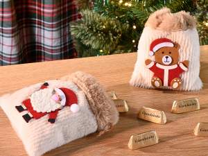 Bolsa navideña al por mayor con osito y Papá Noel