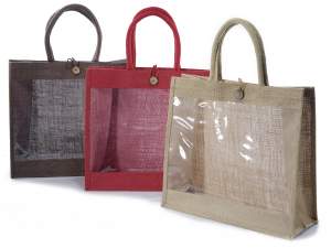 Borsa juta finestra trasparente