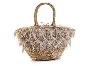 Ingrosso borsa mare donna paglia paillettes
