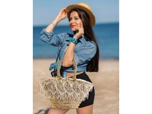 Ingrosso borsa mare donna paglia paillettes