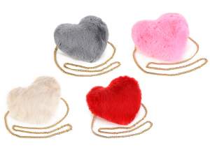 Ingrosso borse cuore tracolla eco pelliccia