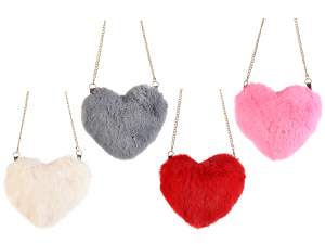 Ingrosso borse cuore tracolla eco pelliccia
