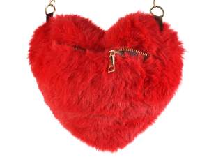 Ingrosso borse cuore tracolla eco pelliccia