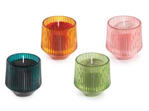 gros bougeoirs verre cire sable mèches