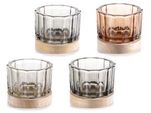 gros bougeoirs en verre coloré