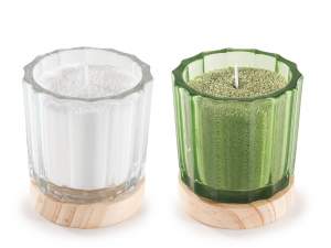 gros bougeoirs verre cire sable mèches