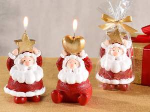 bougie en gros Père Noël cœur étoile