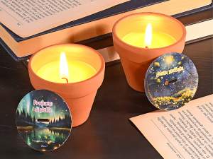 bougie citronnelle en gros pot en terre cuite