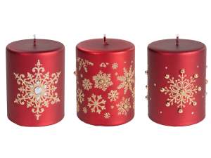 grossiste bougies de Noël flocon de neige or