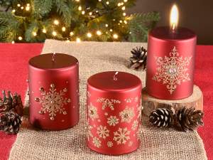 grossiste bougies de Noël flocon de neige or