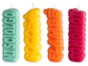 bougies colorées en gros écrites