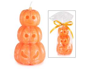 Bougie d'Halloween triple citrouille en gros