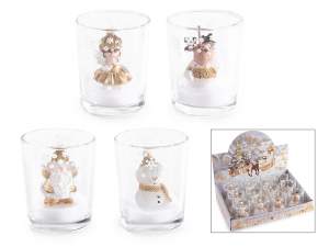 bougie en verre en gros personnages de Noël