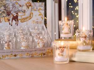 bougie en verre en gros personnages de Noël