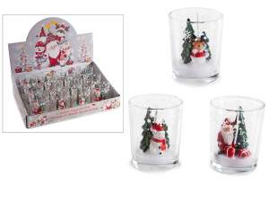 gros bougie personnage noël pot en verre