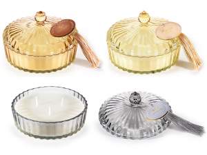 gros pot en verre bougie pompon