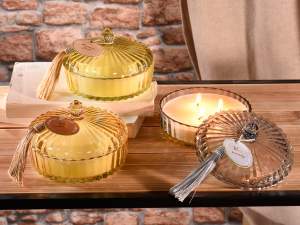 gros pot en verre bougie pompon
