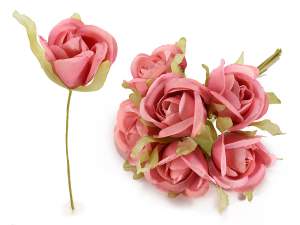 Gros bouquet de 6 roses artificielles