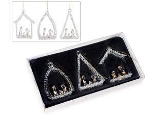 Wholesaler glass nativity scenes Christmas hanging