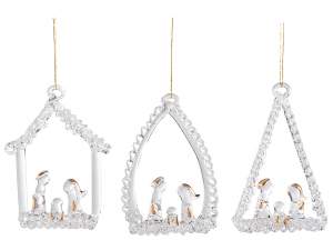 Wholesaler glass nativity scenes Christmas hanging