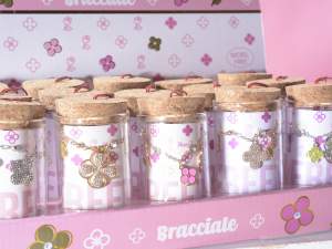 Ingrosso bracciali fiori strass provetta