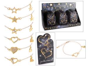 bracelet étoile coeur strass en gros